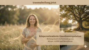 Körperorientierte Emotionsregulation: Eine Frau, die sich selber hält und reguliert
